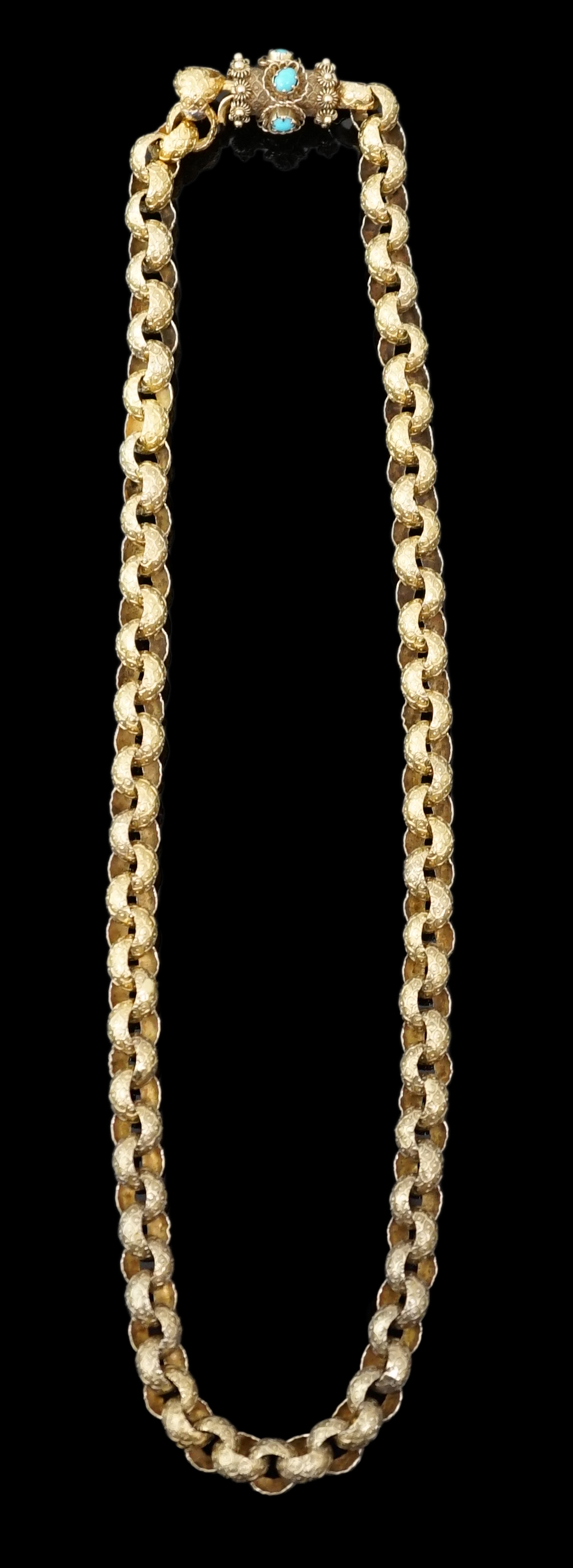 A Georgian embossed gold belcher link choker necklace